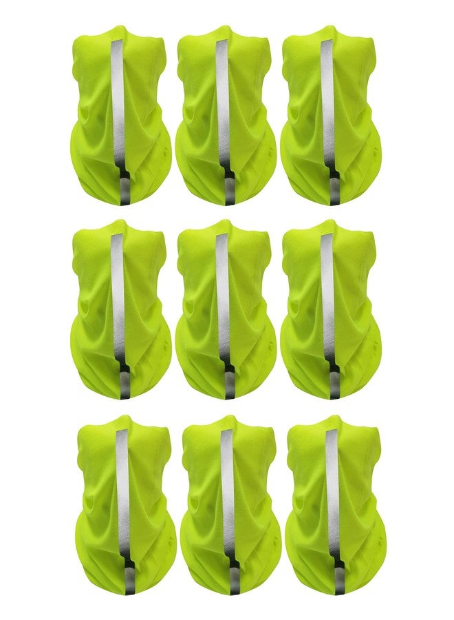 Bilymate 9 Pcs Reflective Bandana Face Mask hi vis Neck Gaiter for men women, Scarf Headbands Balaclava Headwear buff Tube Windproof Seamless Face Cover Green - Image 1